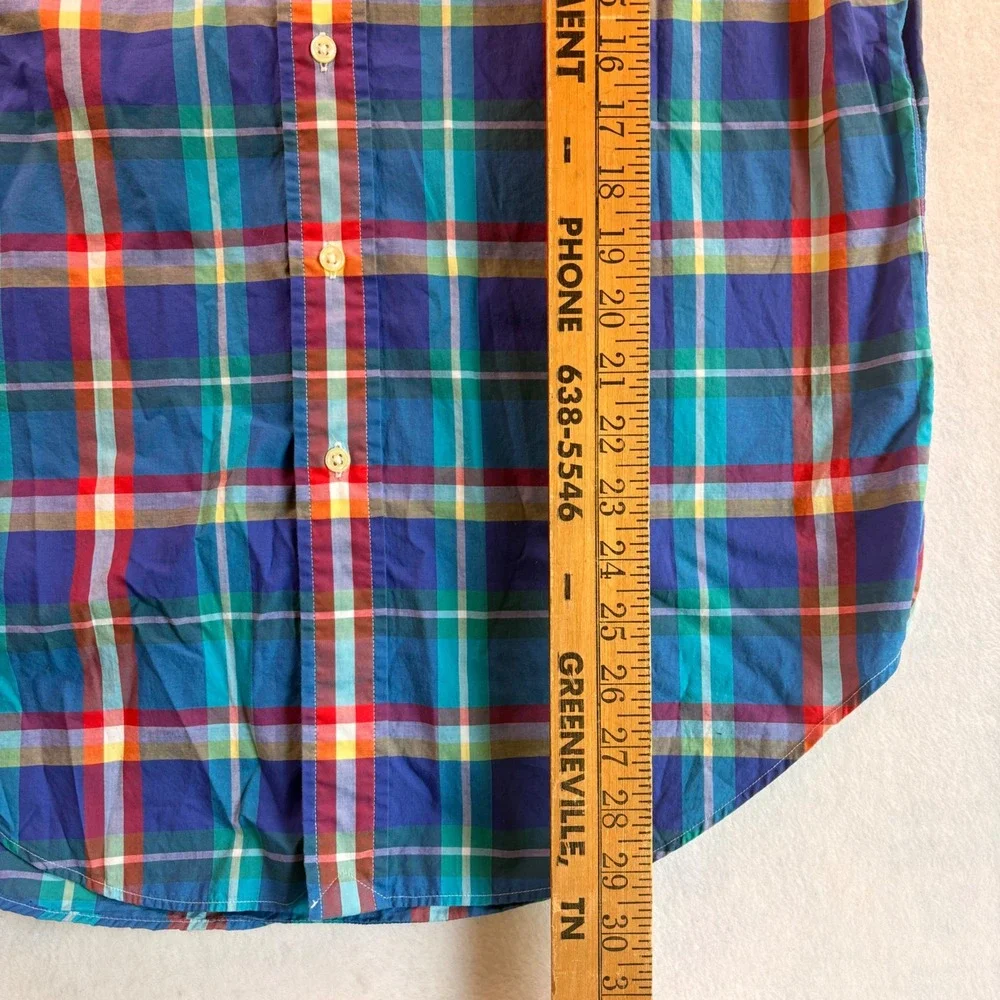 Polo Ralph Lauren Mens Classic Fit Plaid Short Sleeve Button Down Shirt Blue M